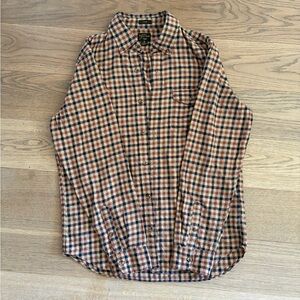 Jcrew Men cashmere blend Plaid Button-Up Shirt- Brown